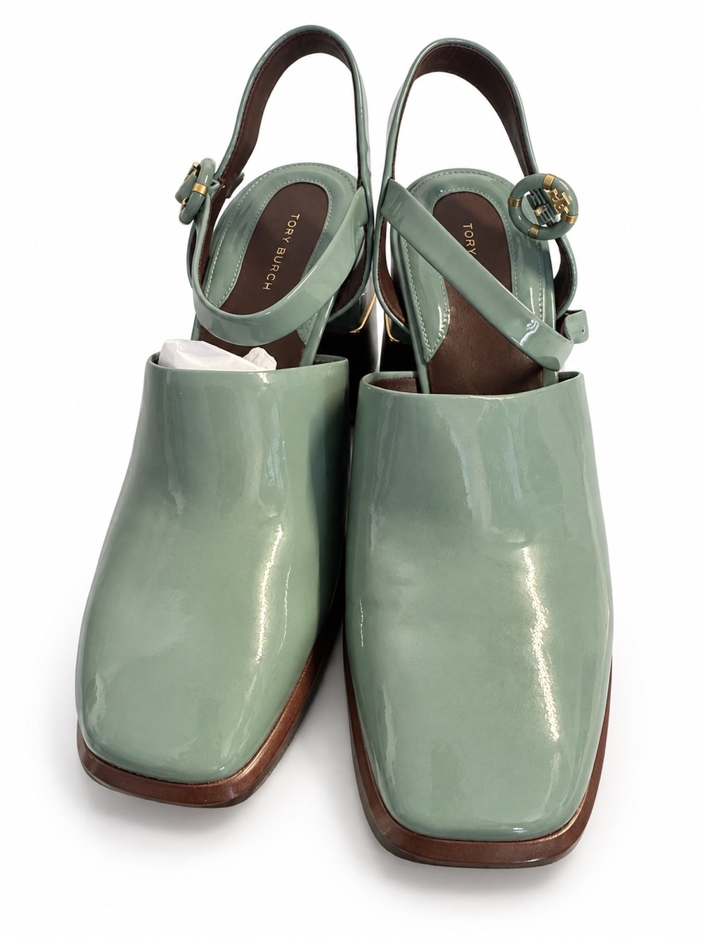 Tory Burch Mint Green Patent Slingback Mules - Picture 5 of 9